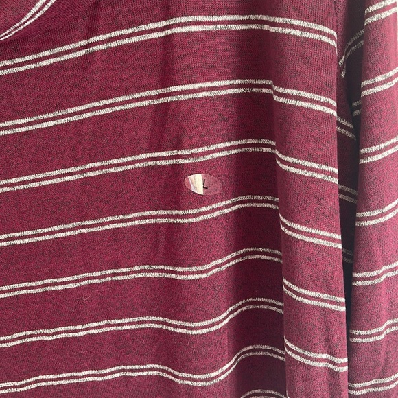 MAURICE NWT maroon with grey striped asymmetrical shirt size large - Picture 2 of 5